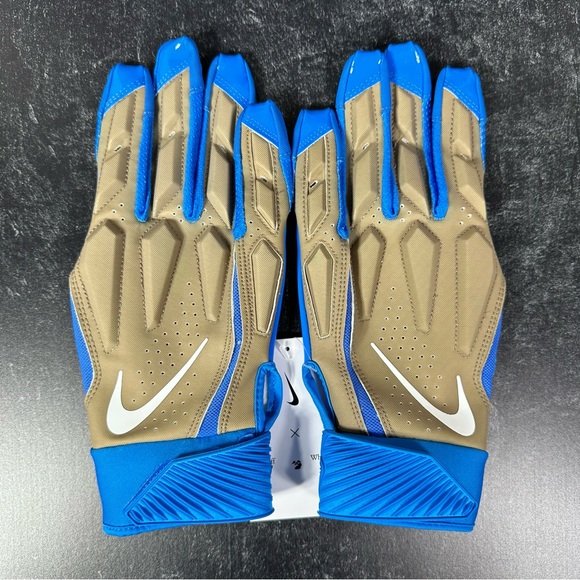 NIKE D TACK X OFF WHITE MENS FOOTBALL GLOVES SIZE LARGE BLUE KHAKI NEW - Picture 3 of 8